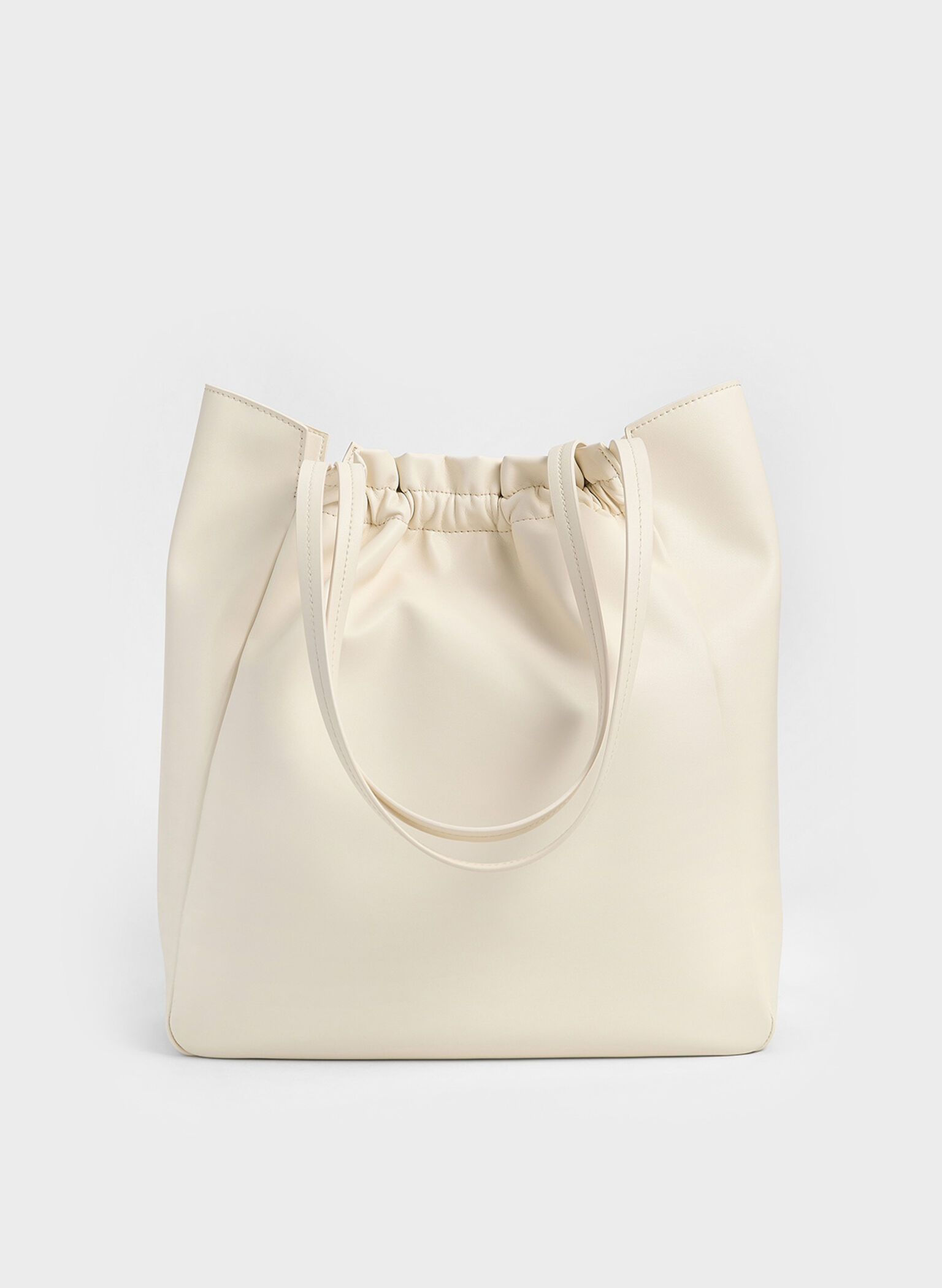 Brigette Ruched Tote Bag, Cream, hi-res