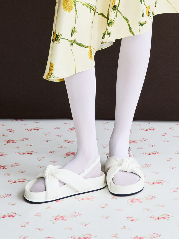 Rosetta Knotted Puffy Sandals, White, hi-res