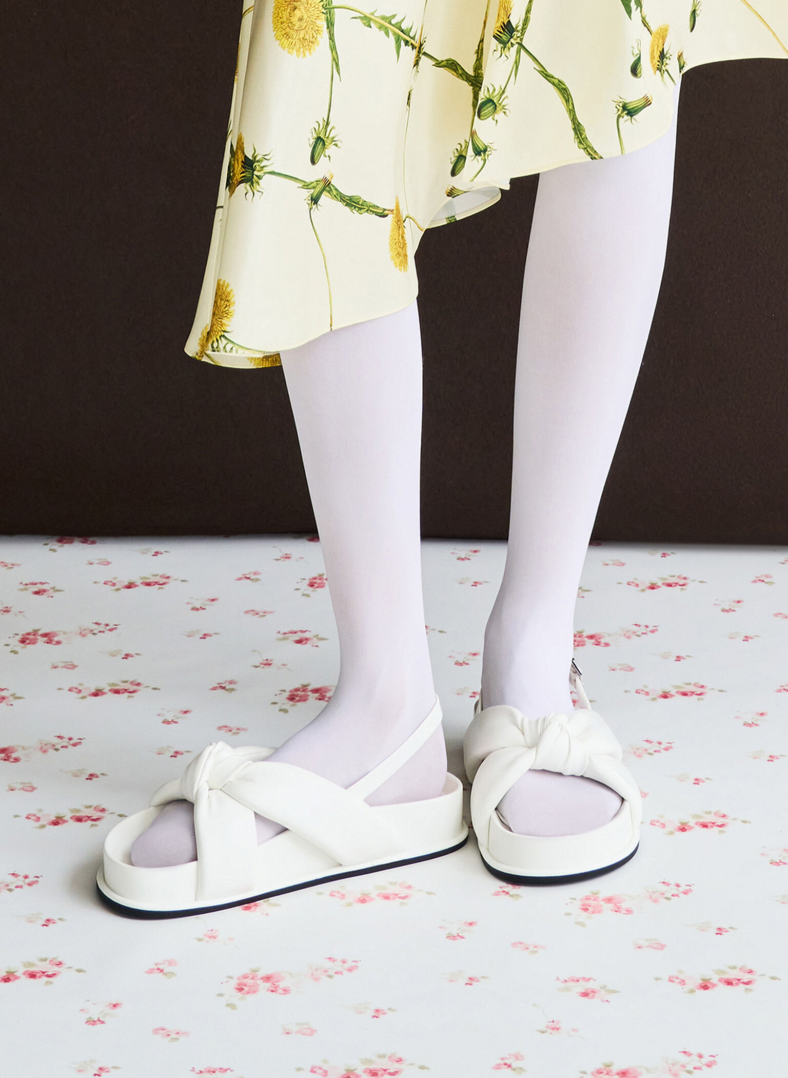 Rosetta Knotted Puffy Sandals, White, hi-res