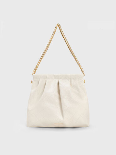 Duo Double Chain Hobo Bag, Cream, hi-res