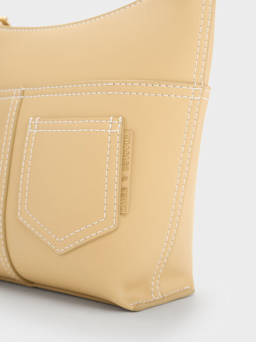 Anthea Contrast-Trim Shoulder Bag, Beige, hi-res