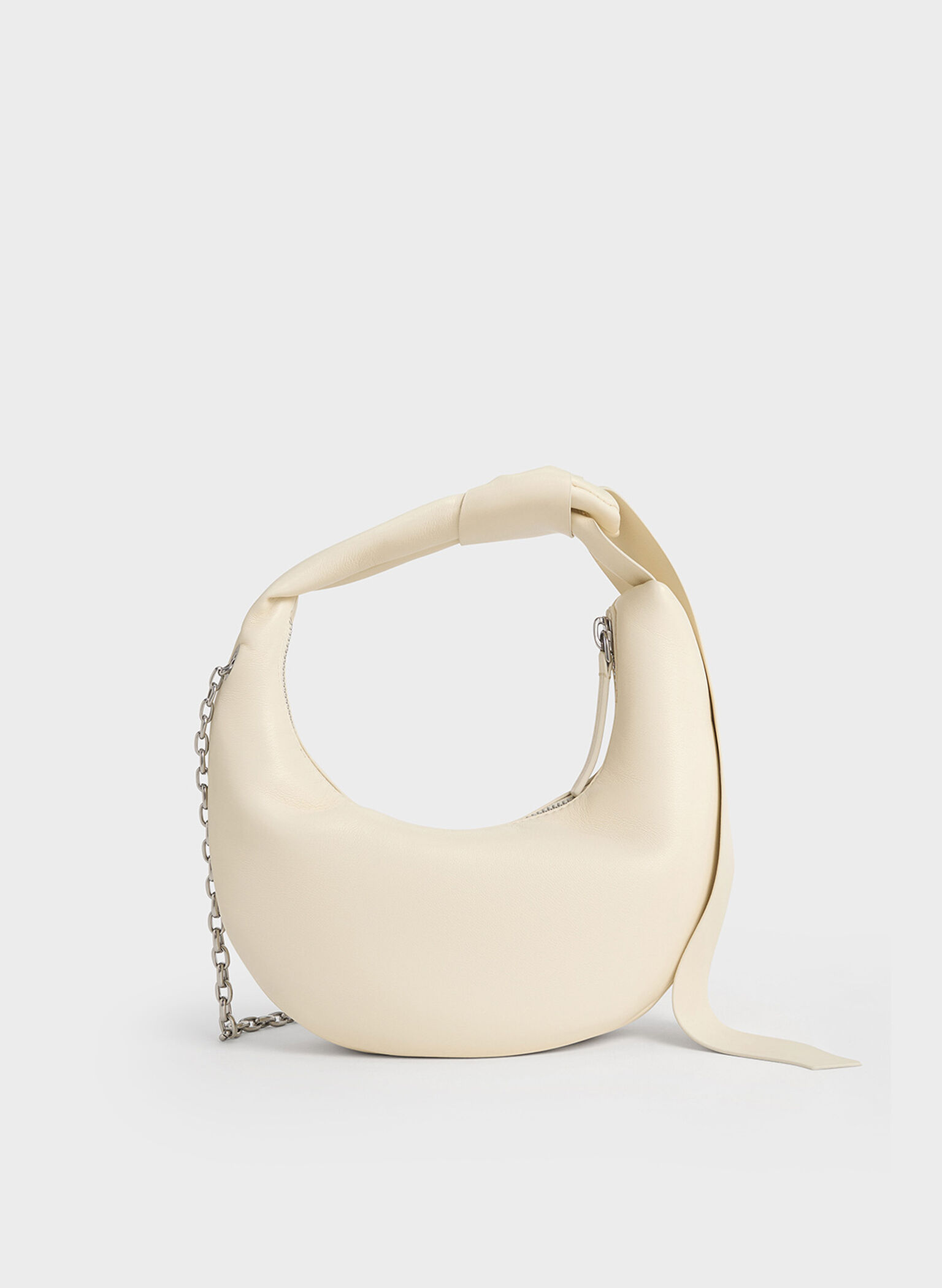 Micro Toni Knotted Crescent Hobo Bag, Chalk, hi-res
