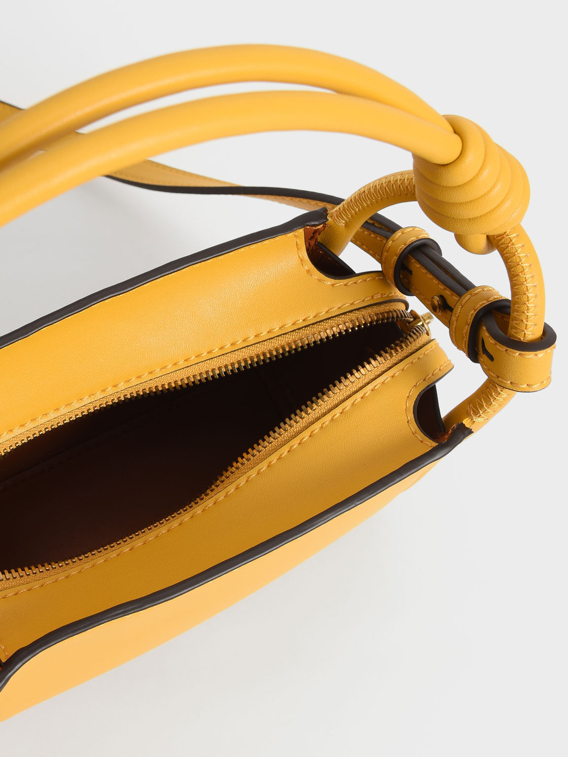 Knotted Handle Boxy Bag, Yellow, hi-res
