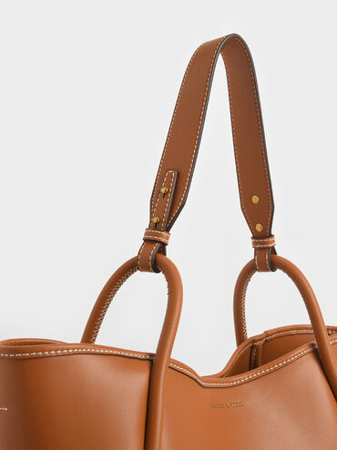 Lyla Tubular Slouchy Tote Bag, Cognac, hi-res