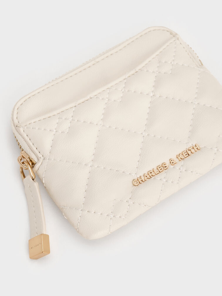 Duo Quilted Card Holder, Cream, hi-res