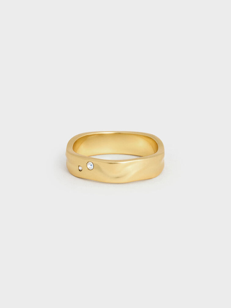 Ottilie Crystal Sculptural Ring, Brush Gold, hi-res