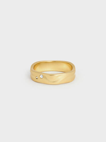 Ottilie Crystal Sculptural Ring, Brush Gold, hi-res