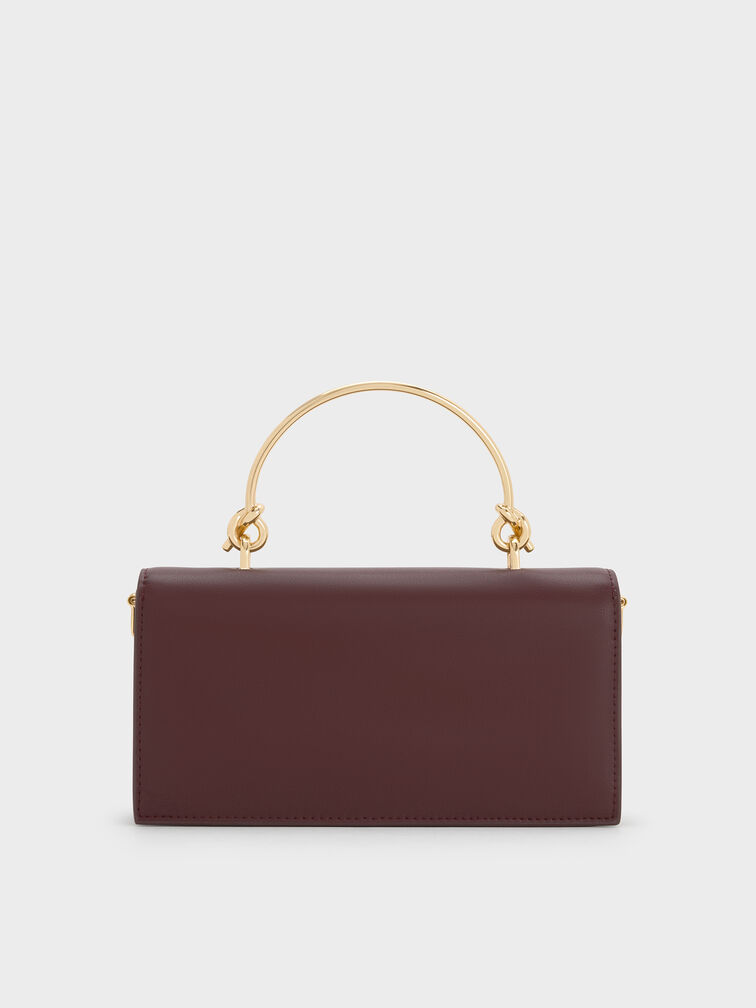 Kristine Sculptural-Handle Long Wallet, Wineberry Red, hi-res