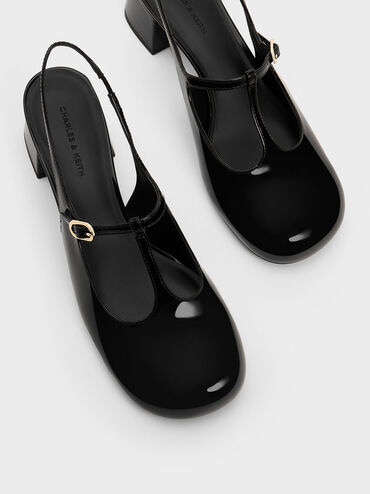 T-Bar Slingback Mary Jane Pumps, Black Box, hi-res