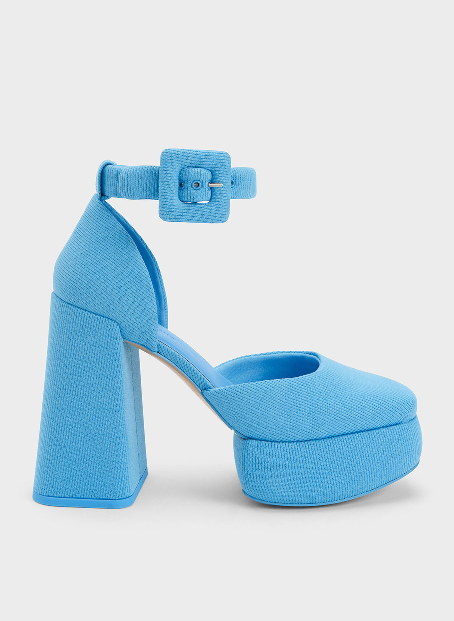 Sinead Woven Buckled D'Orsay Platform Pumps, Blue, hi-res
