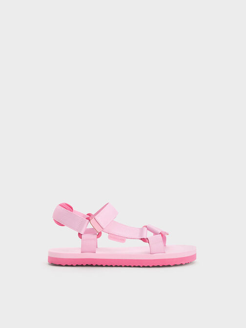 Girls' Grosgrain Sporty Sandals, Pink, hi-res