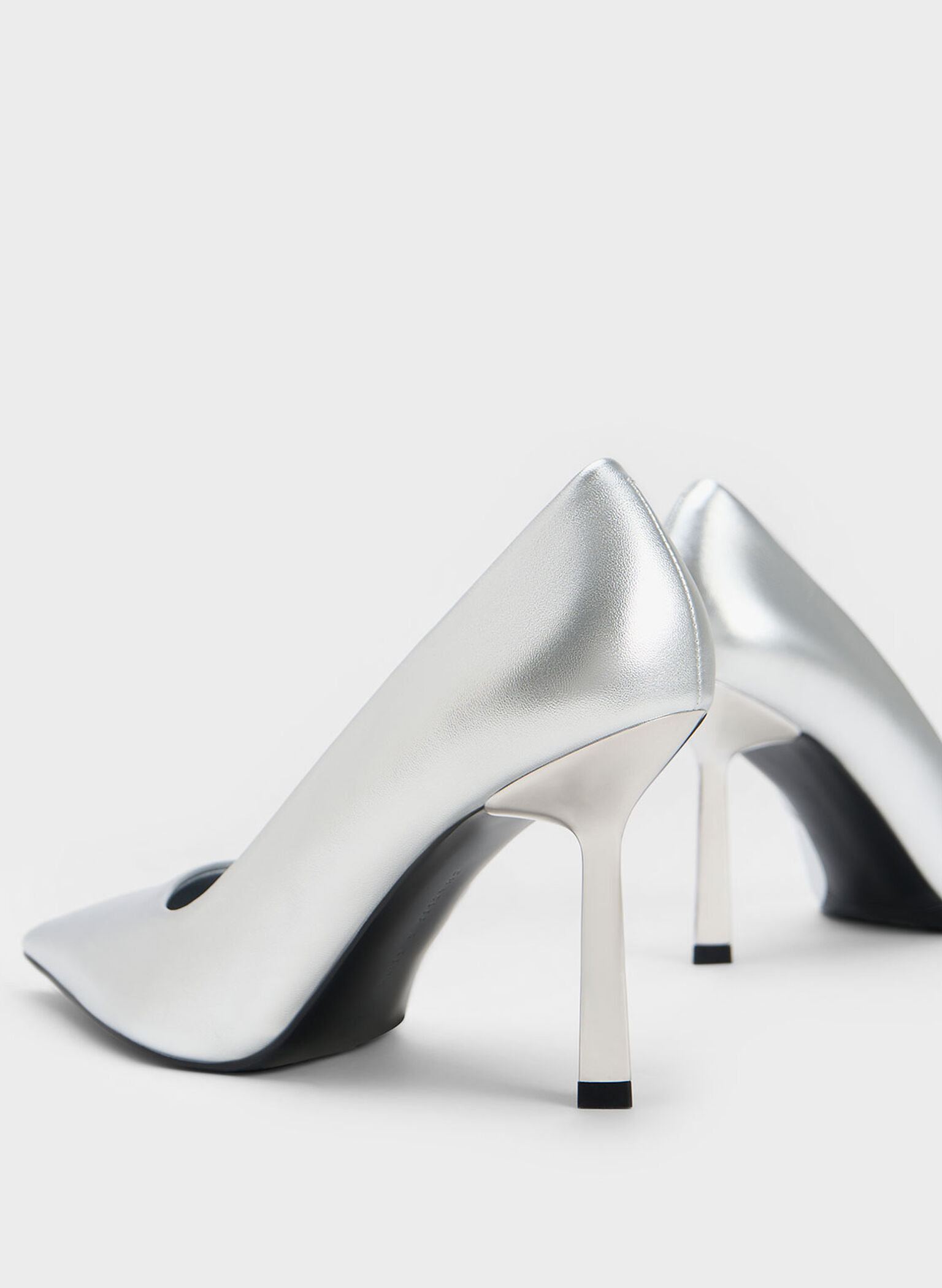 Metallic Pointed-Toe Pumps, Silver, hi-res