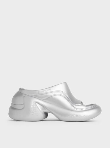 Eva Sculptural Platform Sandals, Silver, hi-res