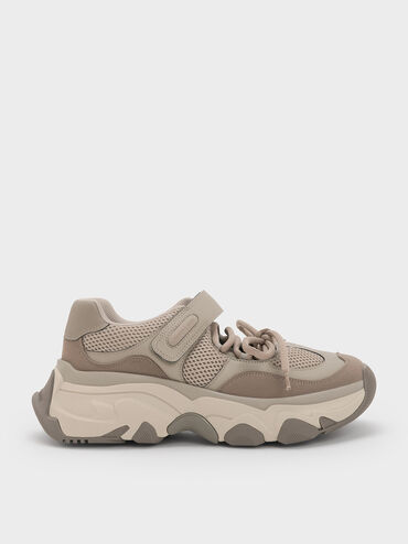 Gaskell Mesh Mary Jane Sneakers, Taupe, hi-res