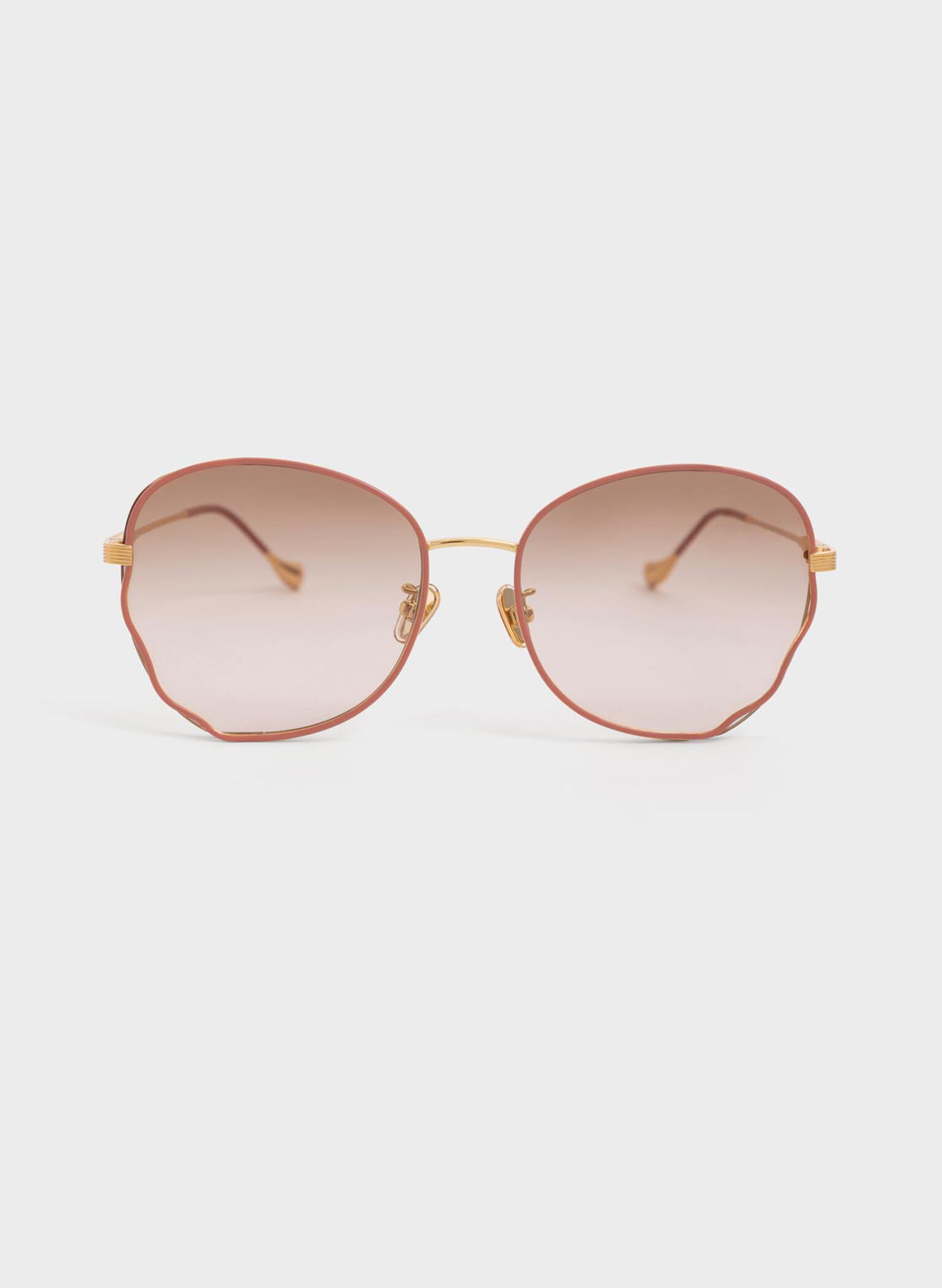 Wavy Frame Butterfly Sunglasses, Pink, hi-res