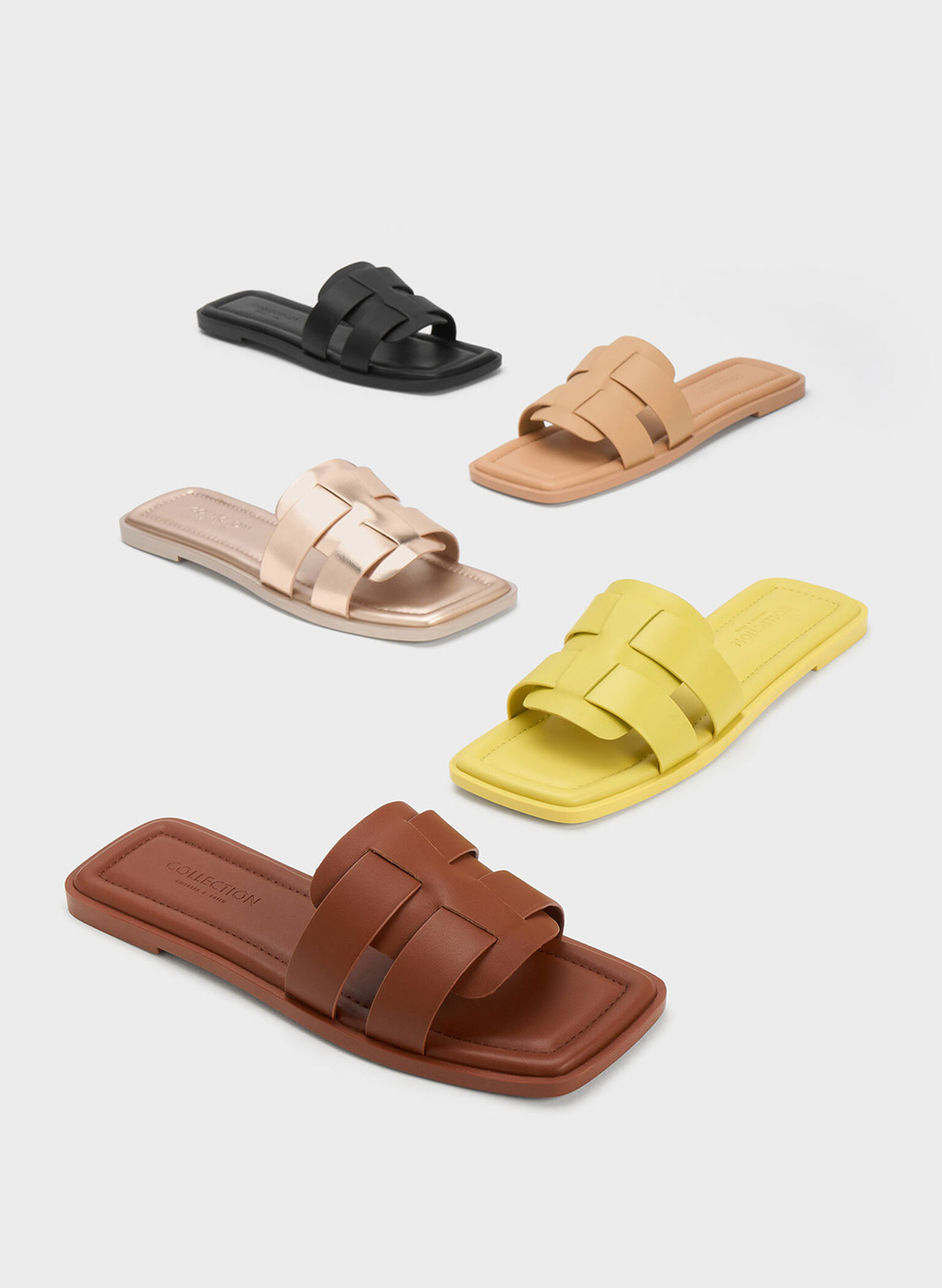 Trichelle Interwoven Leather Slide Sandals, Nude, hi-res