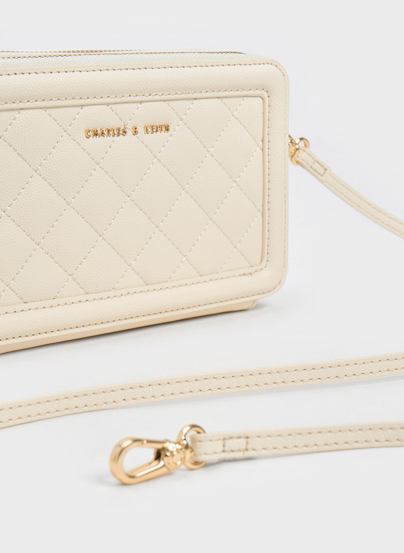 Quilted Boxy Long Wallet, Cream, hi-res