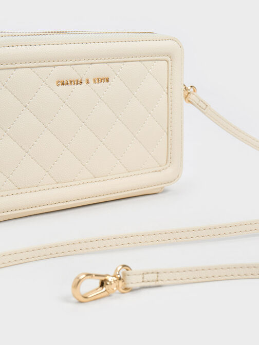 Quilted Boxy Long Wallet, Cream, hi-res