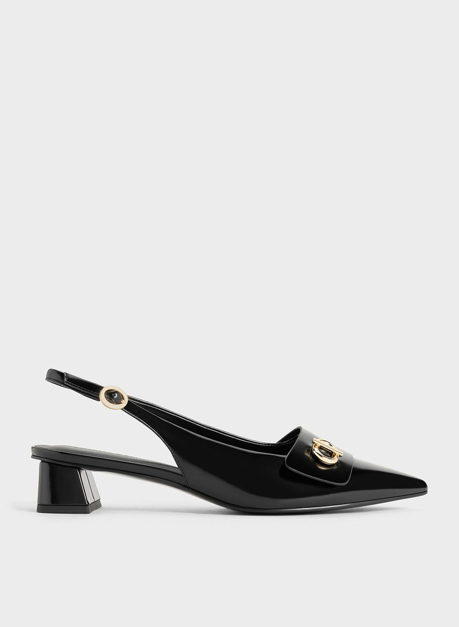 Metallic-Accent Pointed-Toe Slingback Pumps, Black Box, hi-res