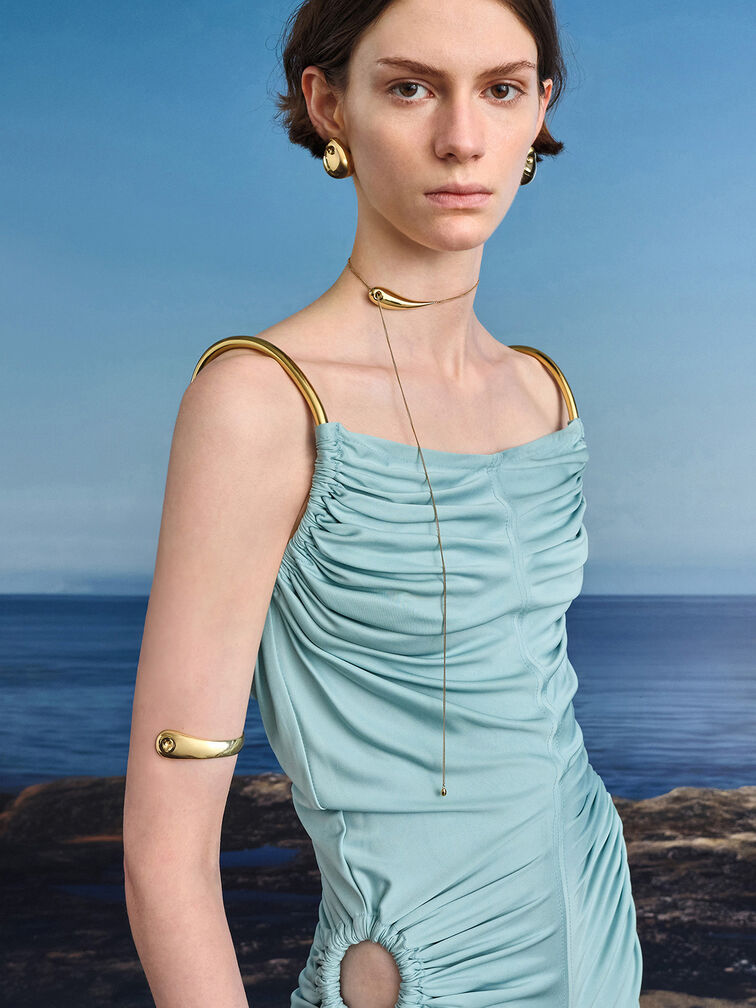 Eimear Cuff Bangle, Gold, hi-res