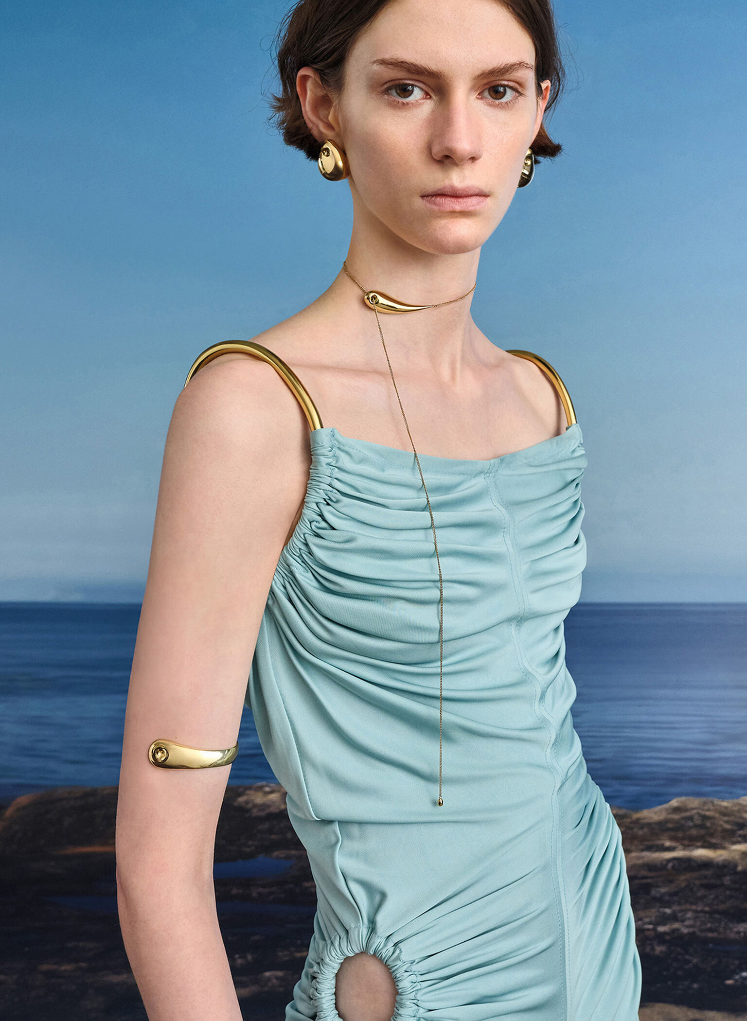 Eimear Cuff Bangle, Gold, hi-res