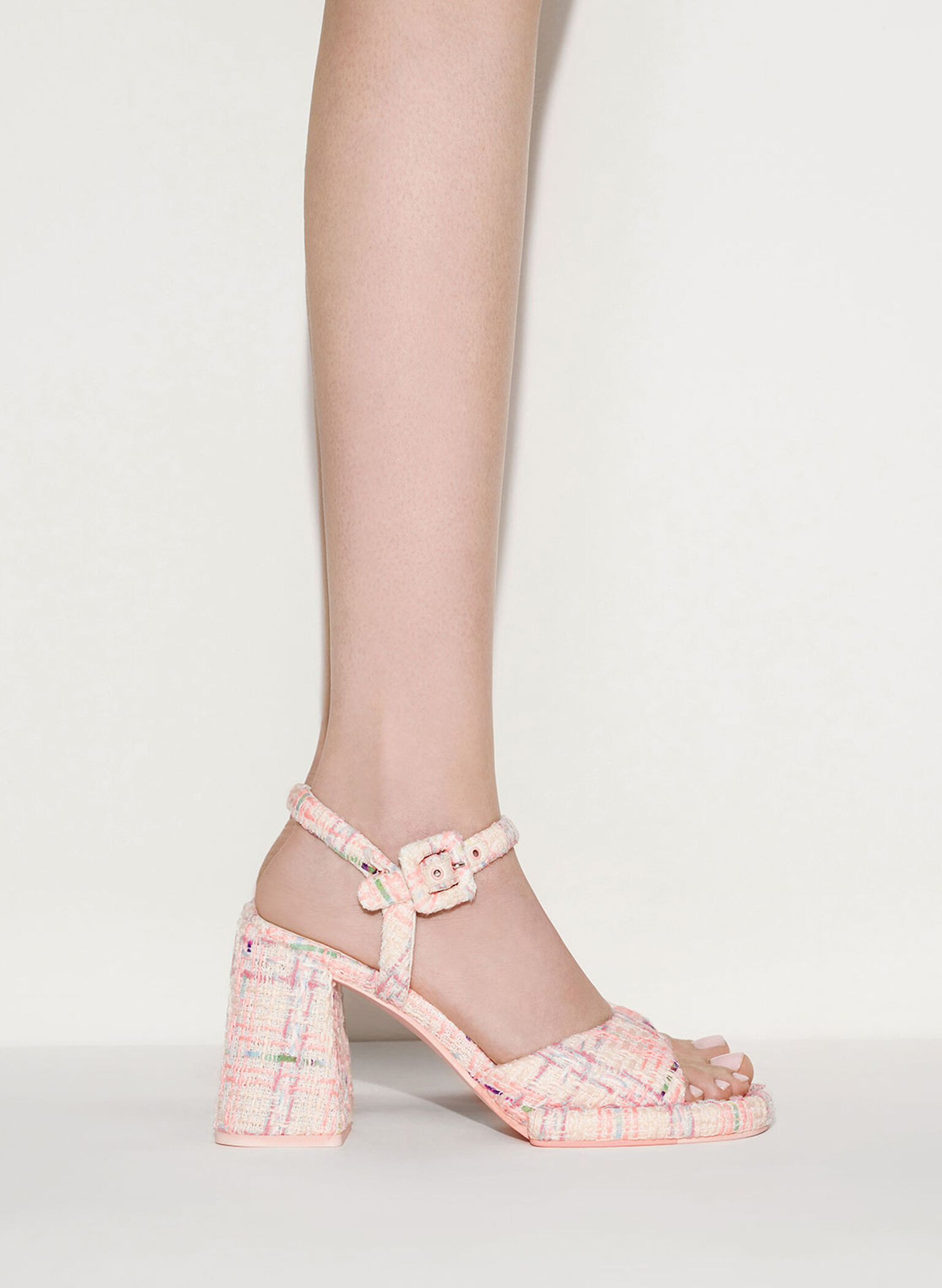 Sinead Tweed Trapeze Heel Buckled Sandals, Multi, hi-res