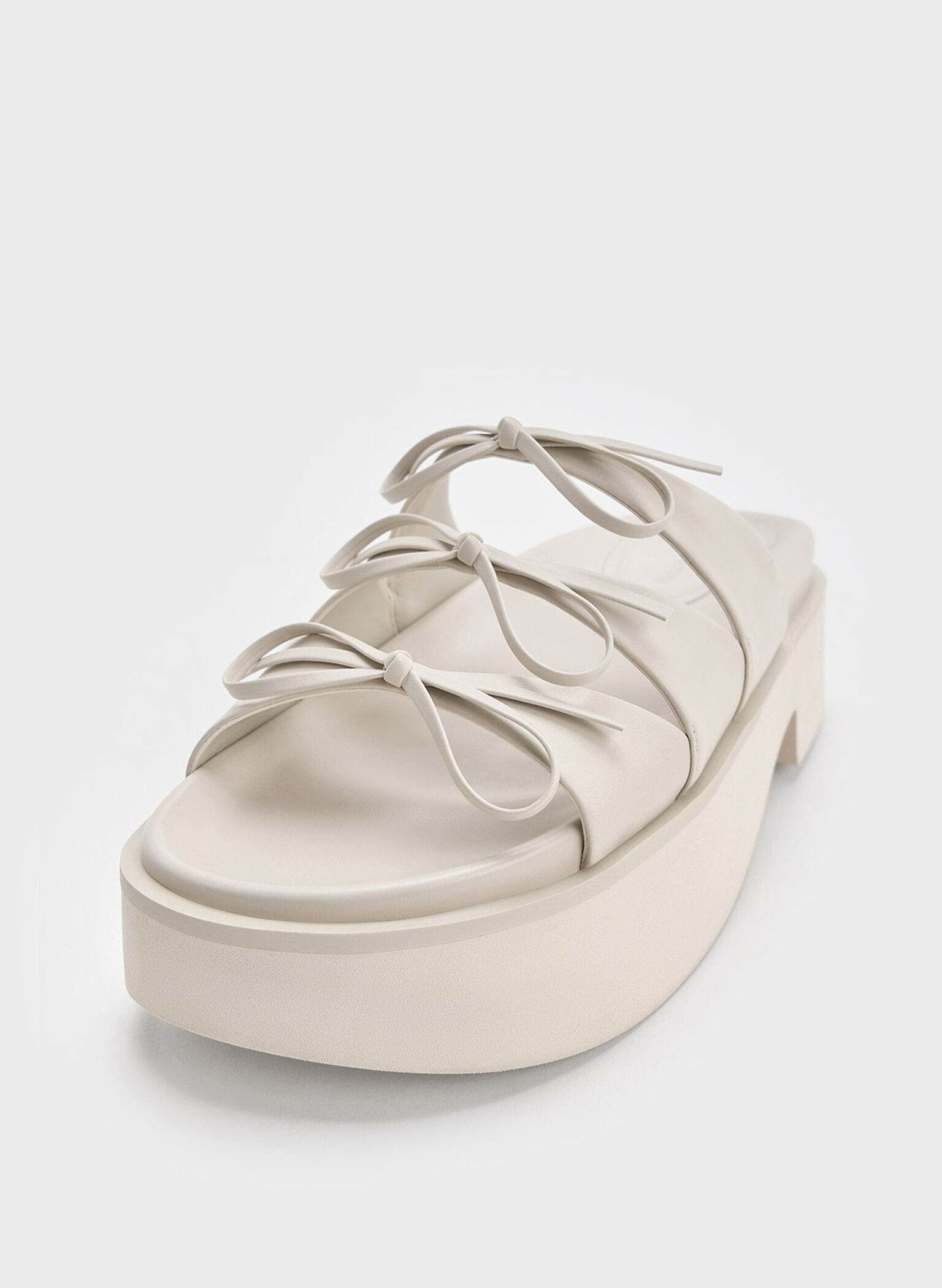 Dorri Triple-Bow Platform Sandals, Chalk, hi-res