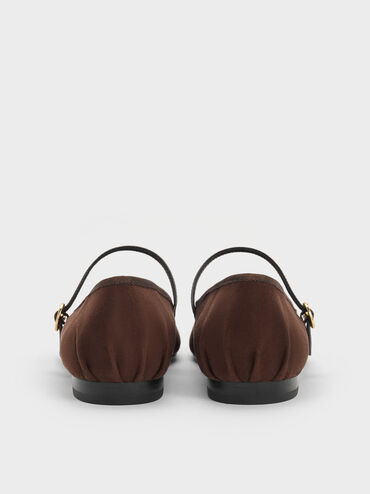 Emiko Faux Suede Bow Mary Jane Flats, Dark Brown Textured, hi-res