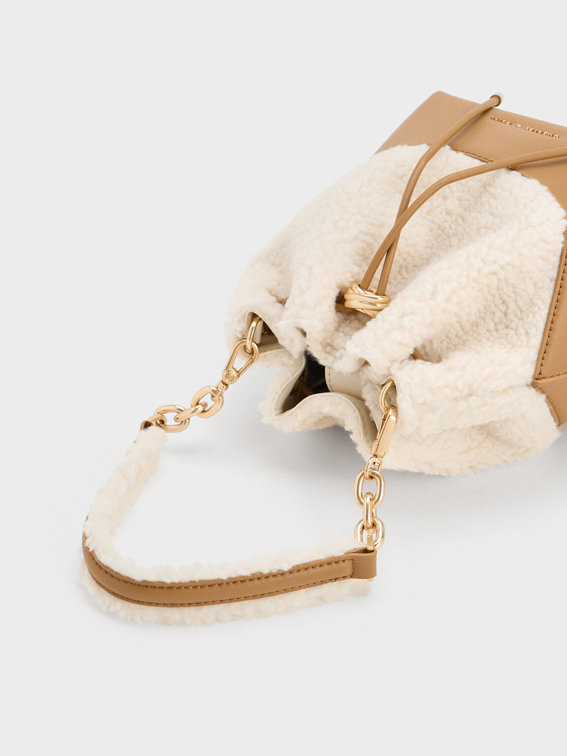 Camel Cassiopeia Furry Bucket Bag CHARLES KEITH UK