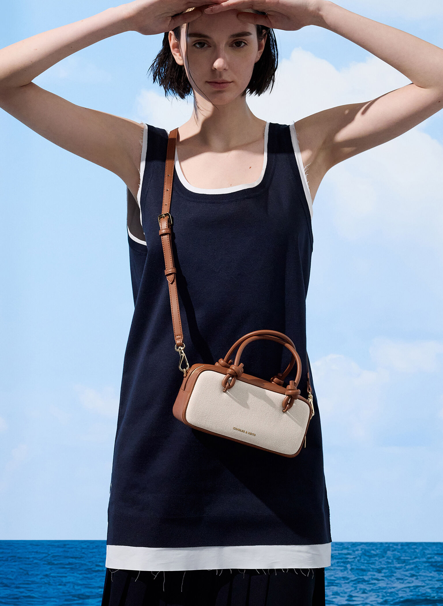 Sammie Canvas Knotted-Handle Elongated Bag, Taupe Canvas, hi-res