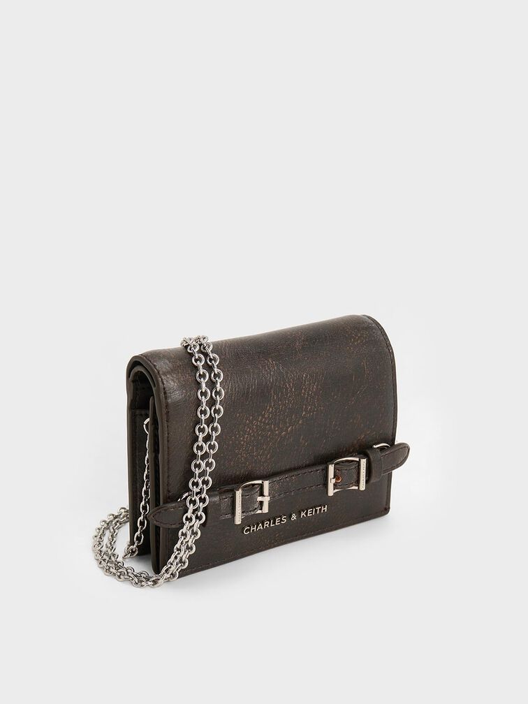 Sloane Chain-Handle Wallet, Dark Brown, hi-res