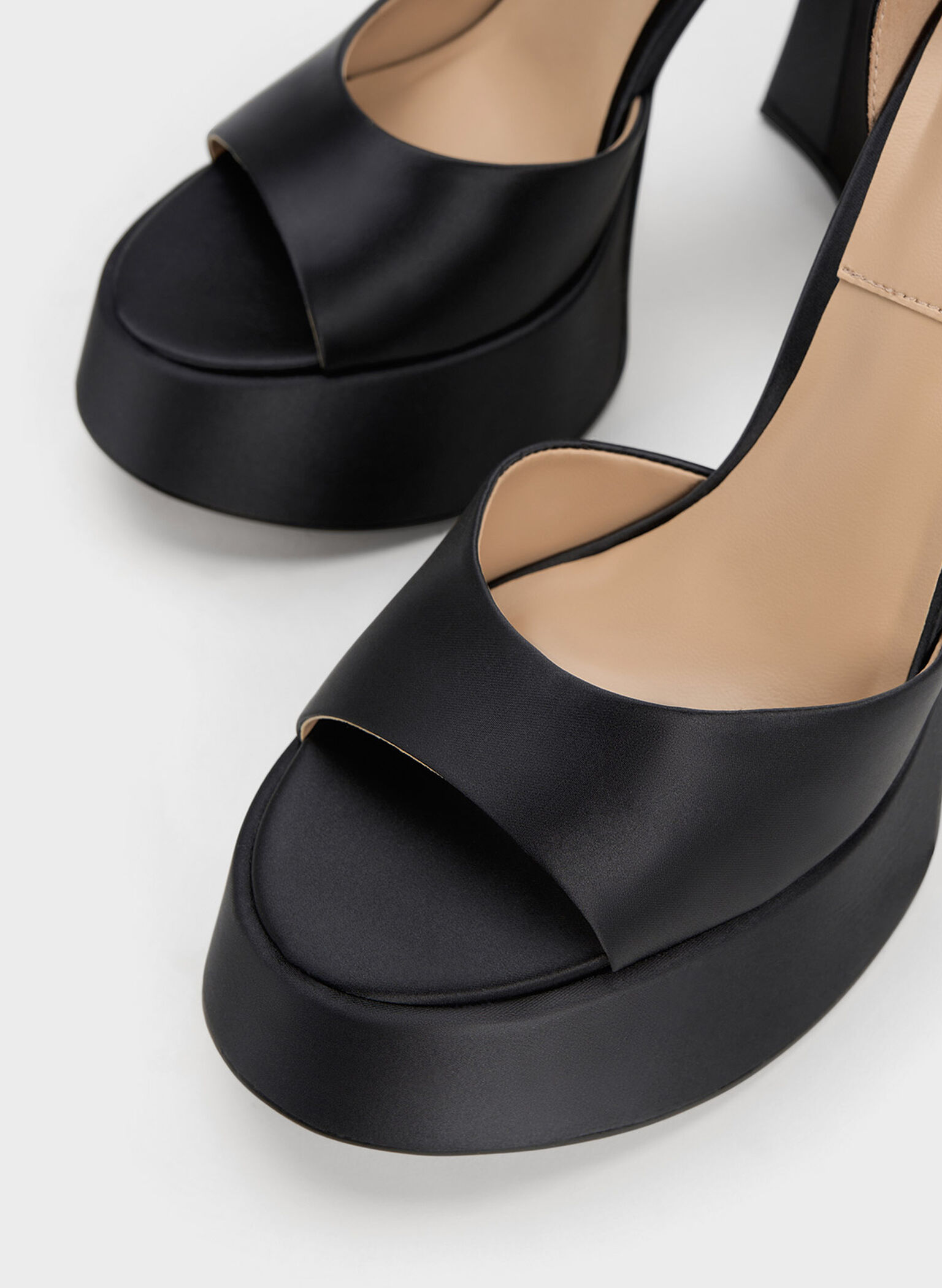 Michelle Recycled Polyester Platform Sandals, Black, hi-res