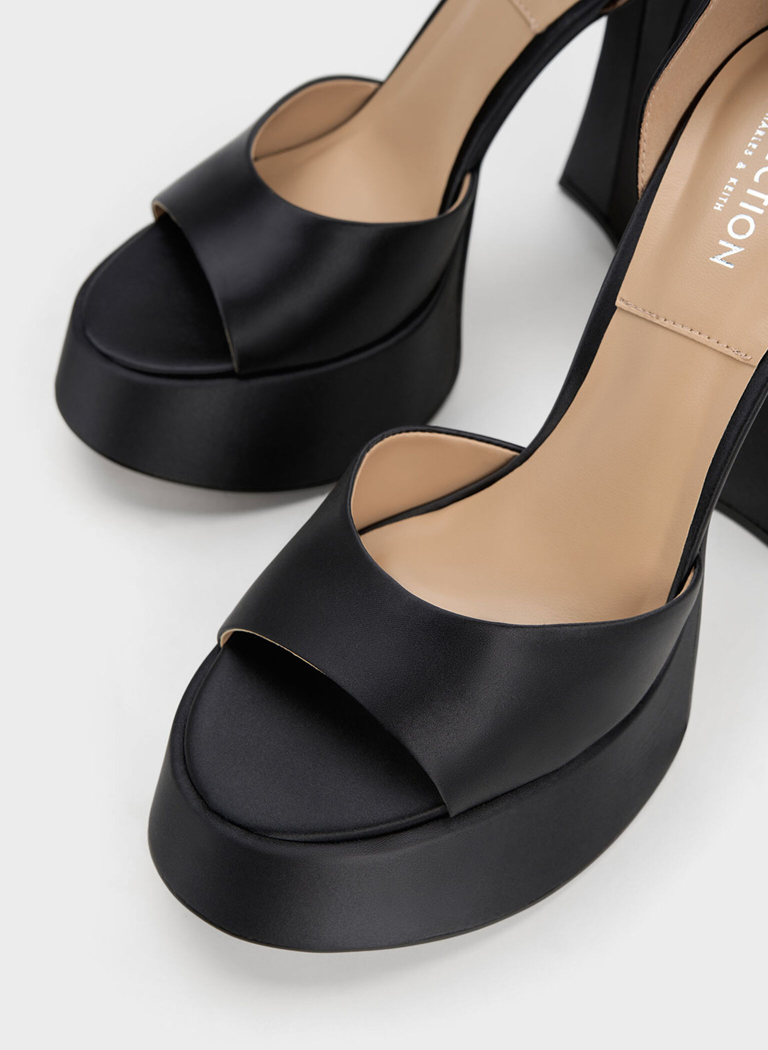 Michelle Recycled Polyester Platform Sandals, Black, hi-res