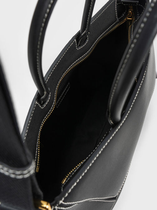 Nasrin Geometric Tote Bag, Black, hi-res
