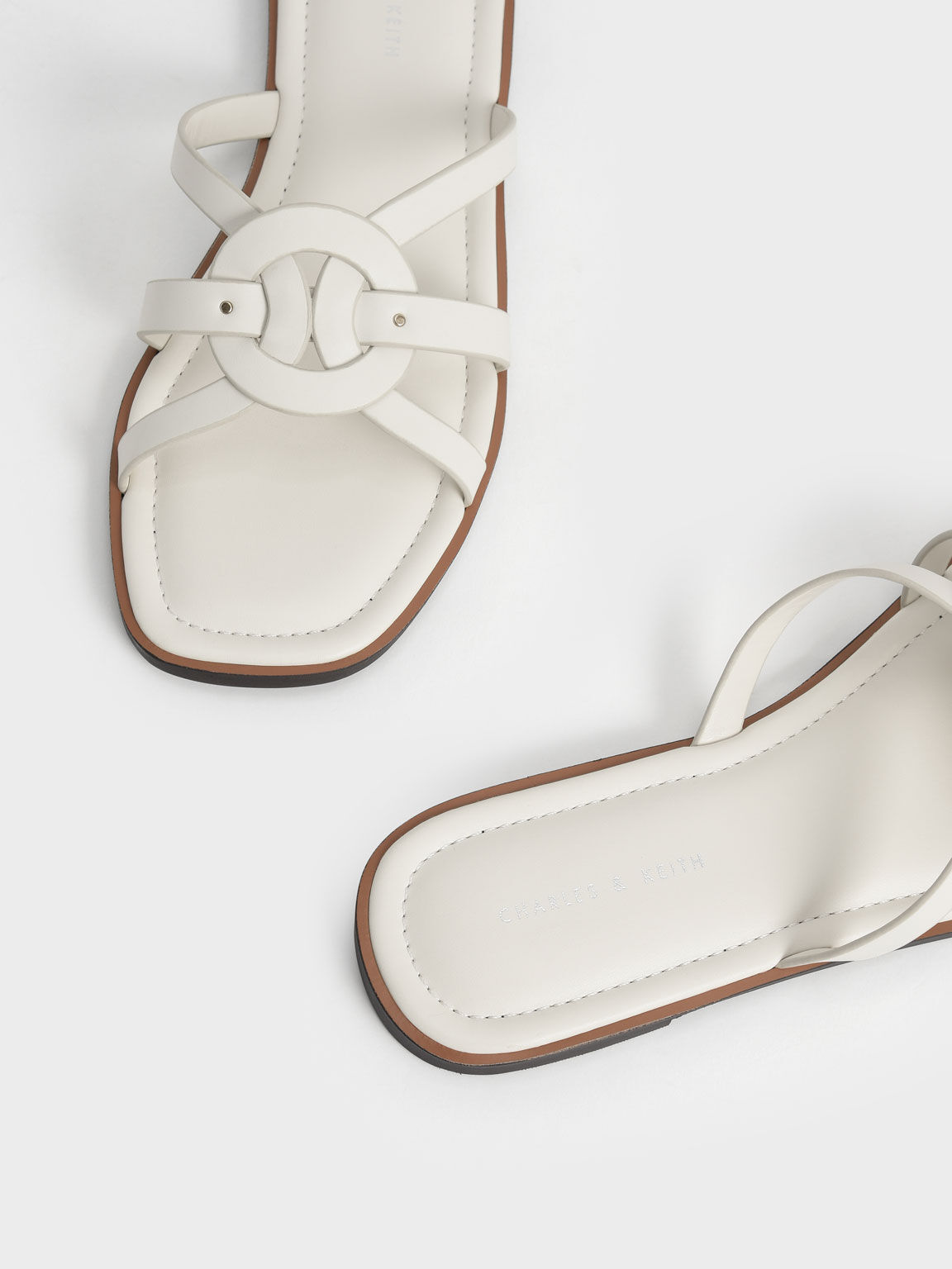 Strappy white flats sale