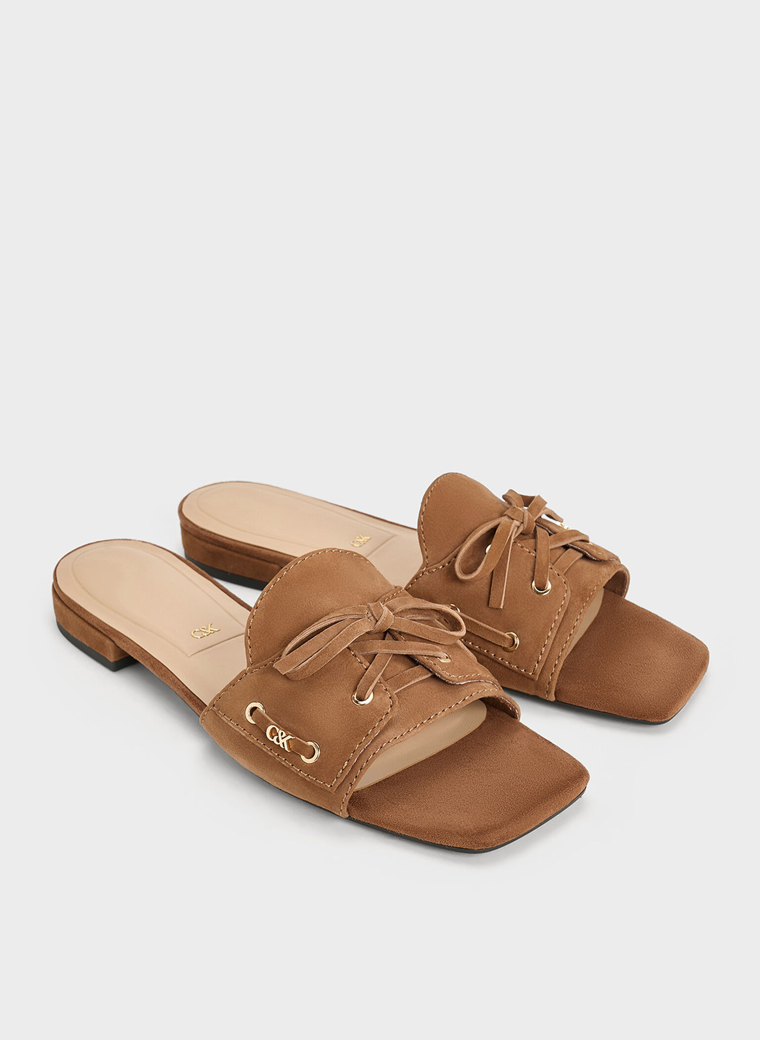 Kori Suede Lace-Up Slide Sandals, Cognac, hi-res
