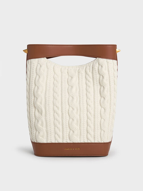 Apolline Textured Knit Bucket Bag, Cream, hi-res