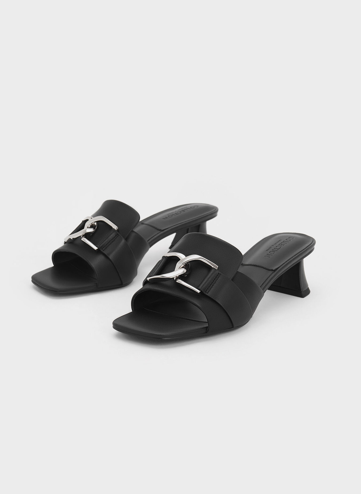 Gabine Leather Block Heel Mules, Black, hi-res