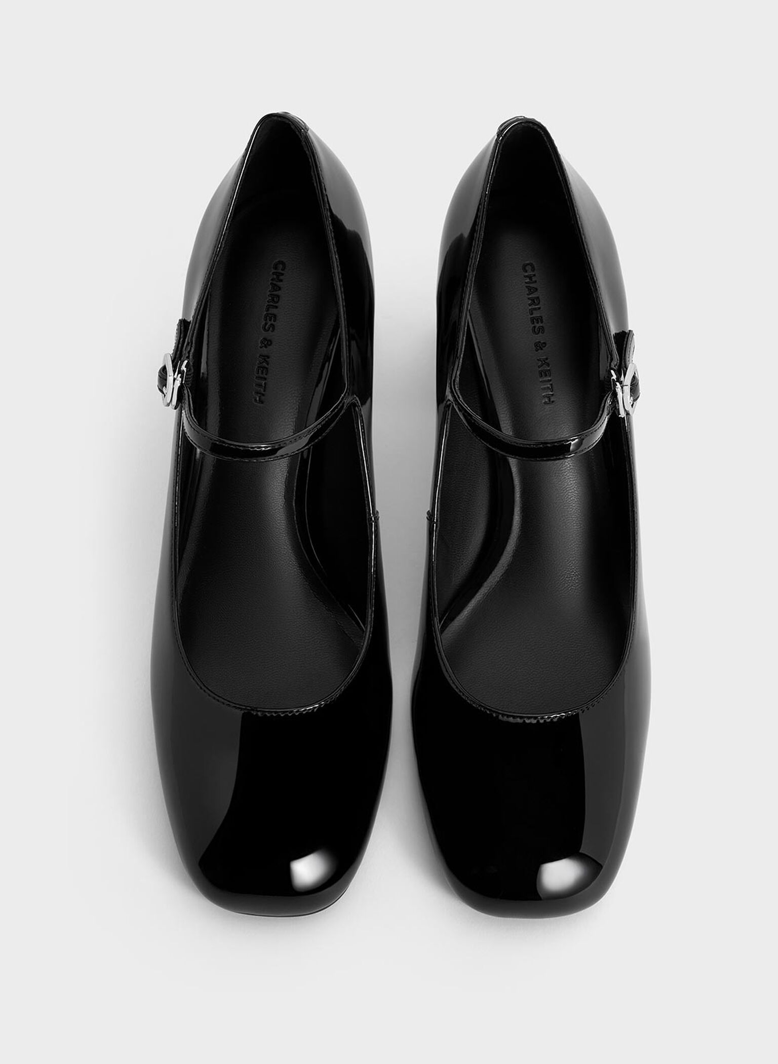 Patent Block-Heel Mary Jane Pumps, Black Patent, hi-res