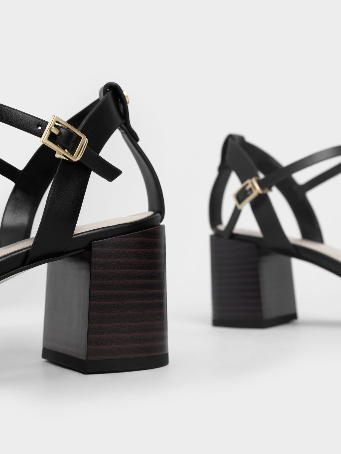 Black stacked heels outlet