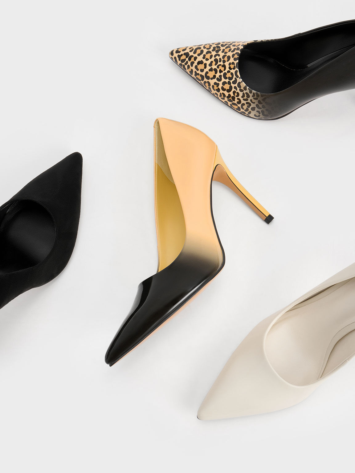 Two Tone Stiletto Heel Pumps Dark Grey
