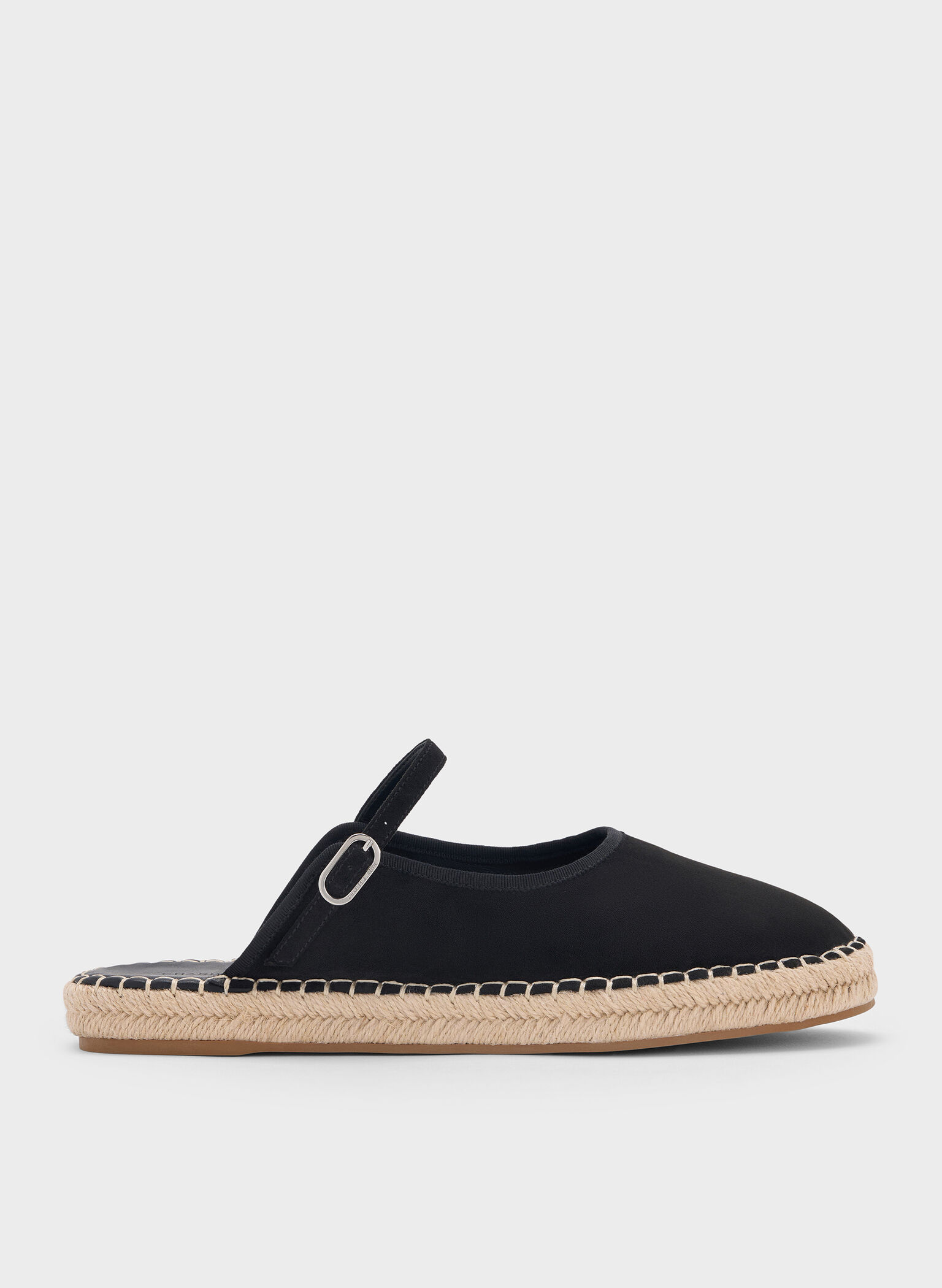 Faux Suede Slip-On Mary Jane Espadrilles, Black Textured, hi-res