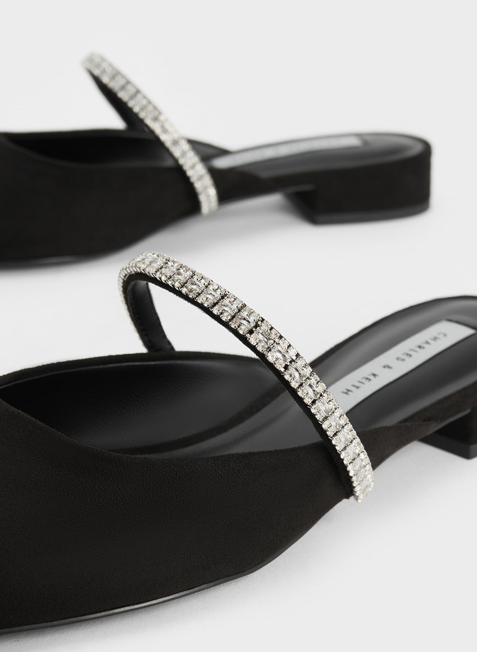 Ambrosia Textured Gem-Embellished Slip-On Flats, Black Textured, hi-res