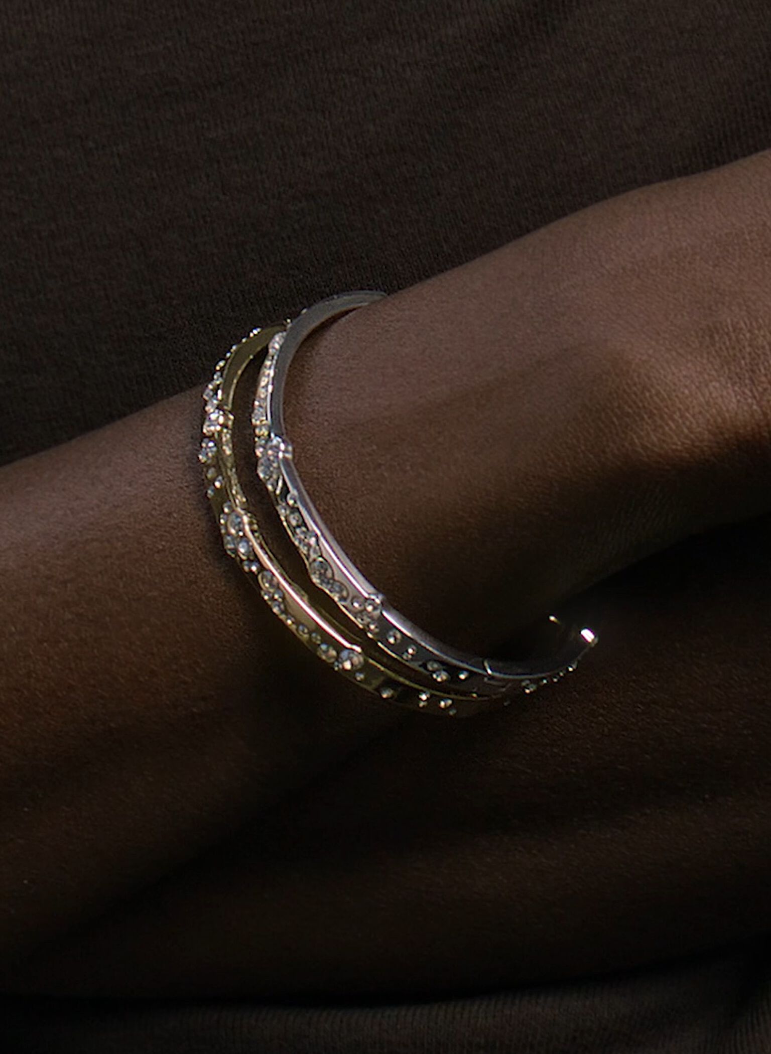 Reverie Crystal Bangle, Silver, hi-res