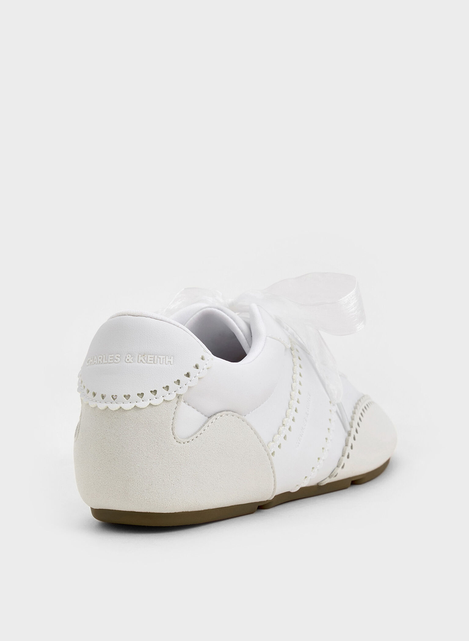 Cece Heart Sheer-Lace Sneakers, White, hi-res