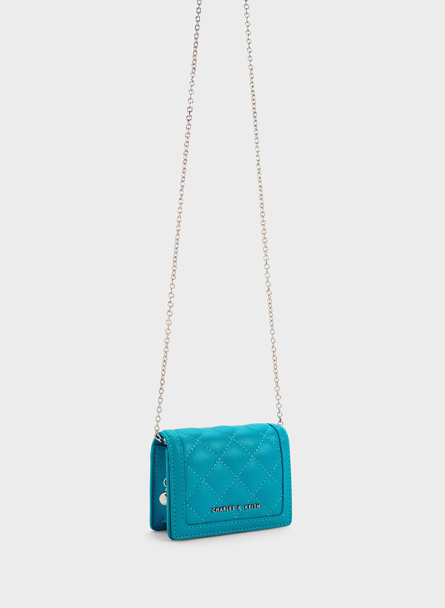 Micaela Quilted Card Holder, Blue, hi-res