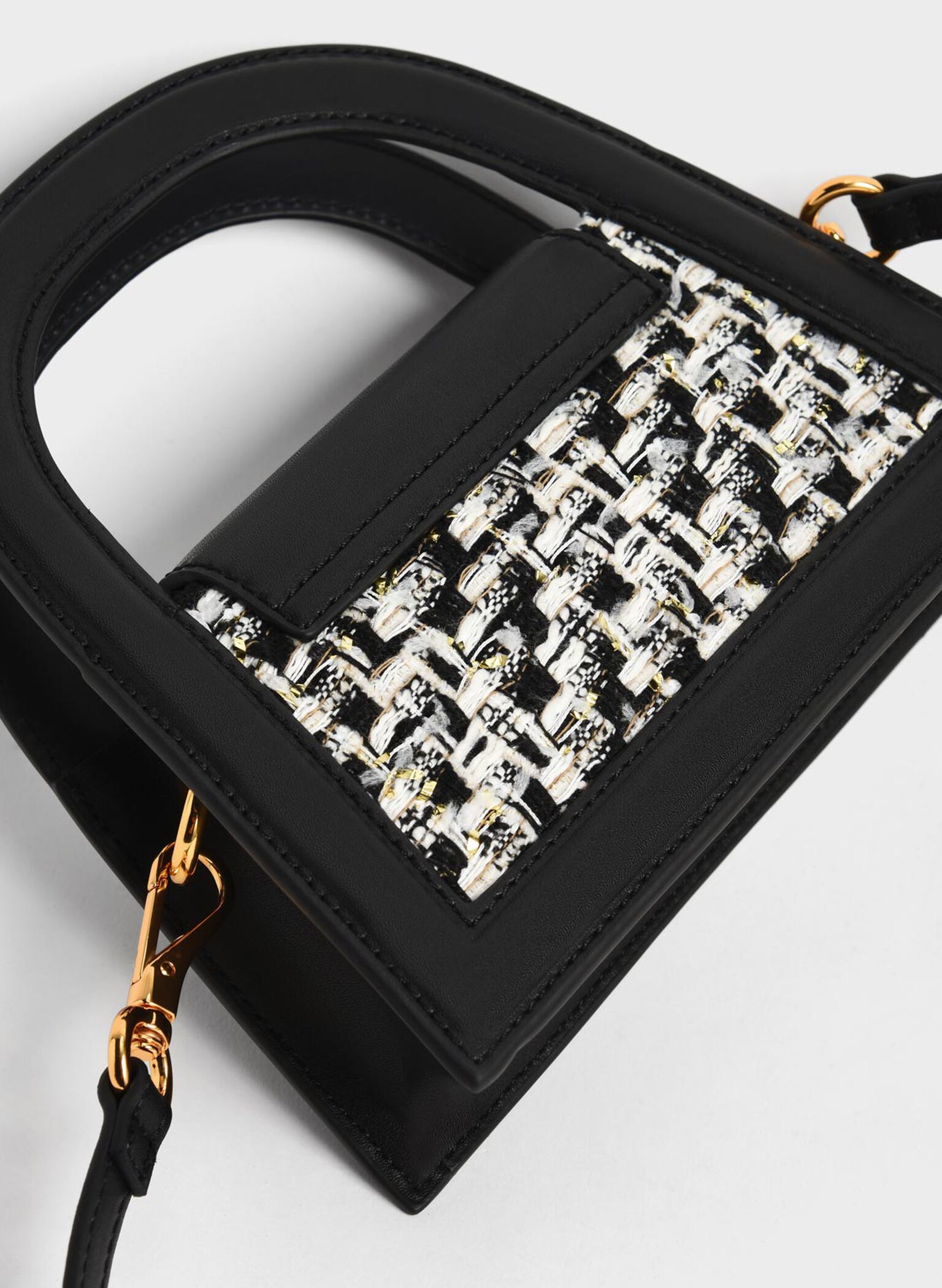 Este Tweed Trapeze Bag, Black, hi-res