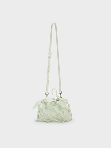 Ally Ruched Slouchy Knotted Bag & Fruit Charms Set, Mint Sorbet, hi-res