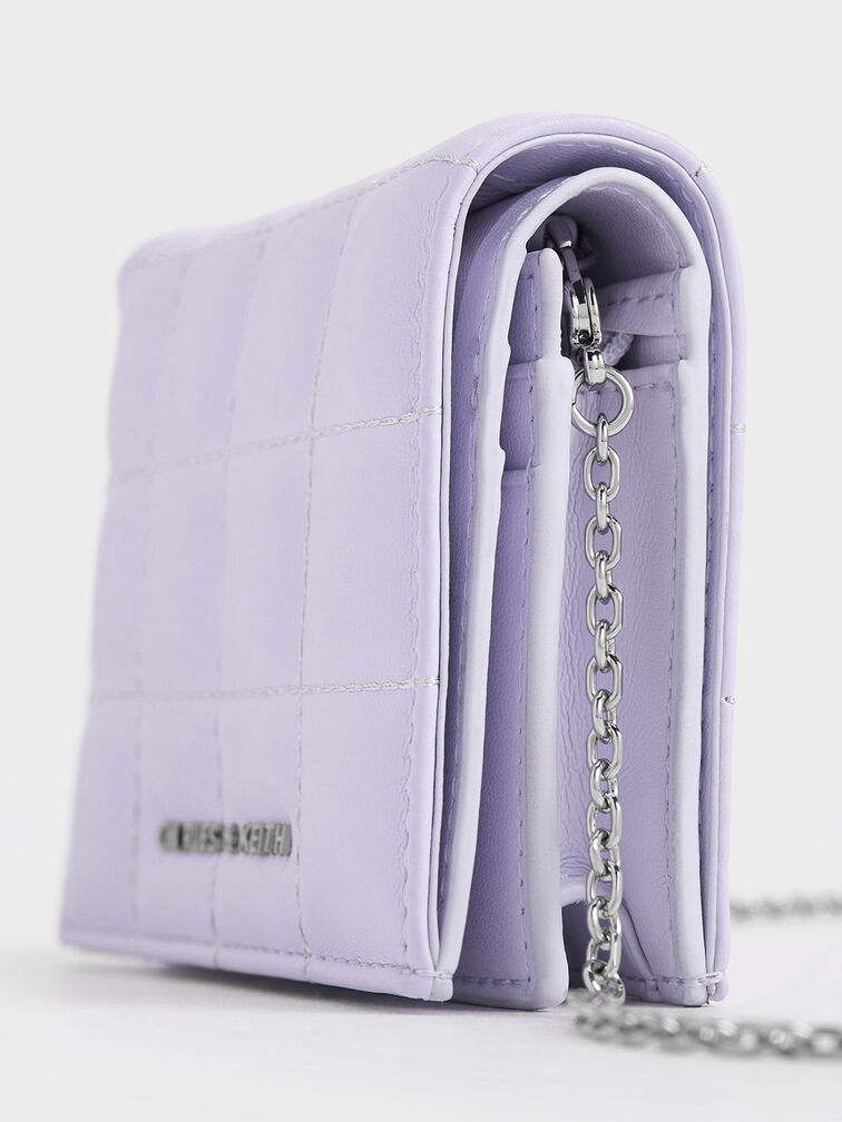 Cassia Quilted Chain-Handle Mini Wallet, Lilac, hi-res