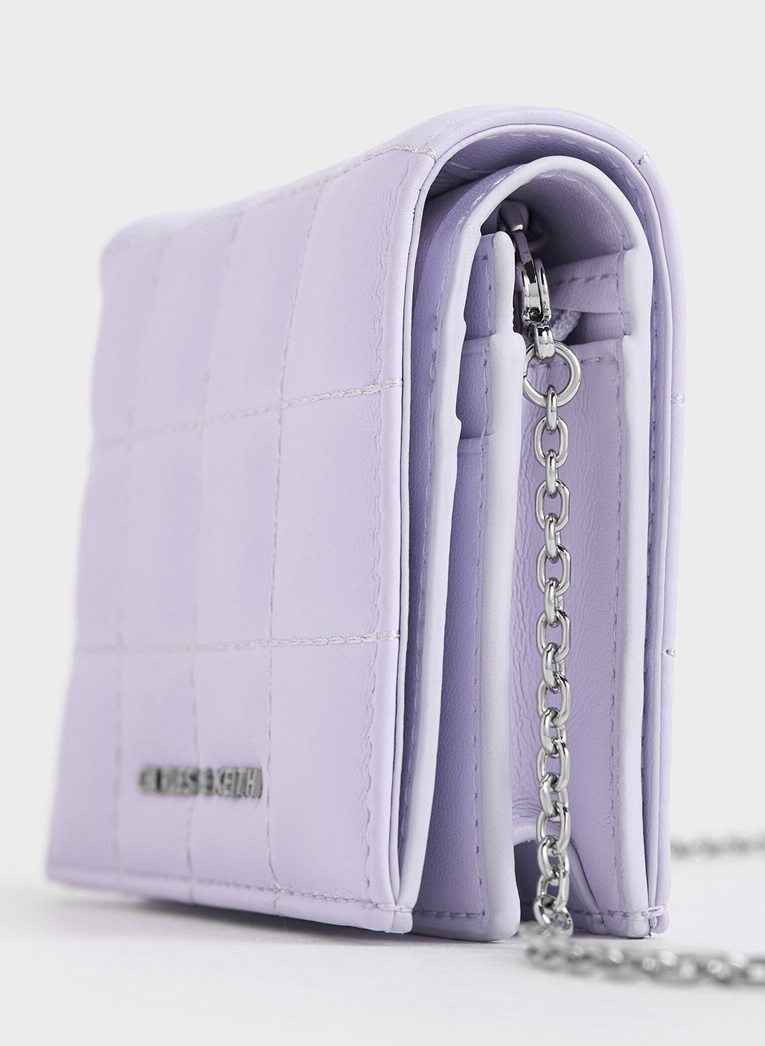 Cassia Quilted Chain-Handle Mini Wallet, Lilac, hi-res